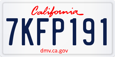 CA license plate 7KFP191