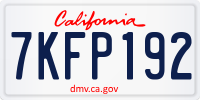 CA license plate 7KFP192