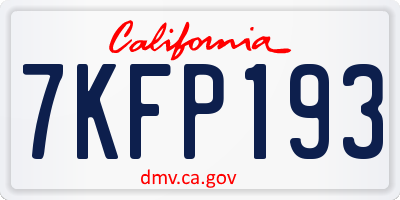 CA license plate 7KFP193