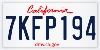 CA license plate 7KFP194