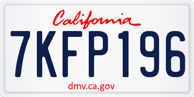CA license plate 7KFP196