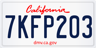 CA license plate 7KFP203