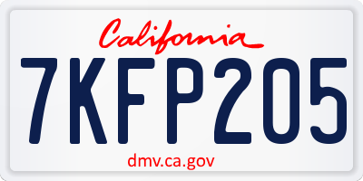 CA license plate 7KFP205