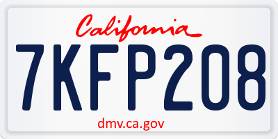 CA license plate 7KFP208