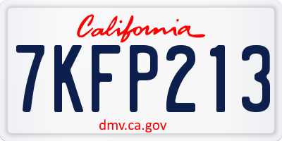 CA license plate 7KFP213