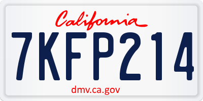 CA license plate 7KFP214