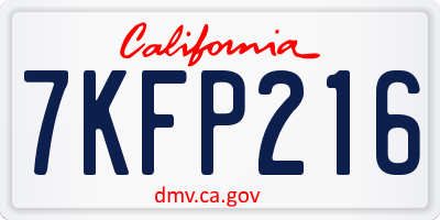 CA license plate 7KFP216