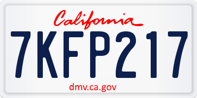 CA license plate 7KFP217