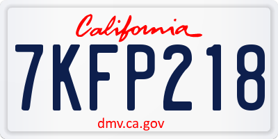 CA license plate 7KFP218