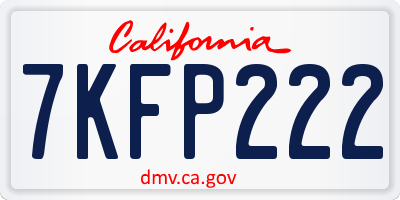 CA license plate 7KFP222
