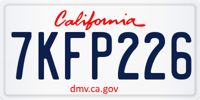 CA license plate 7KFP226