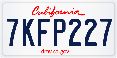 CA license plate 7KFP227
