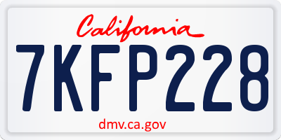 CA license plate 7KFP228