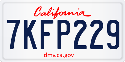 CA license plate 7KFP229