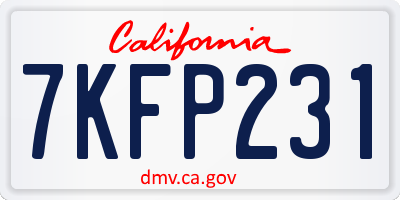 CA license plate 7KFP231