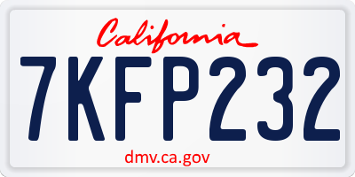 CA license plate 7KFP232
