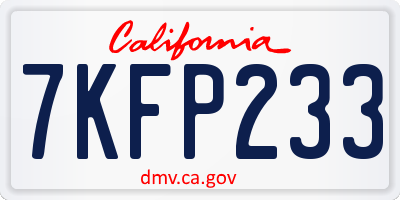 CA license plate 7KFP233