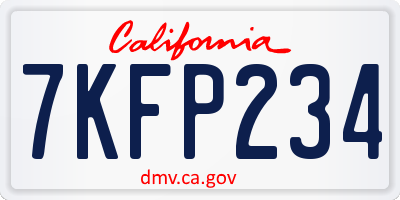 CA license plate 7KFP234