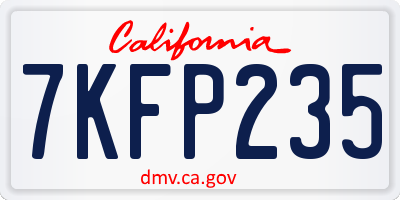 CA license plate 7KFP235