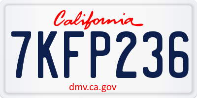 CA license plate 7KFP236