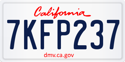CA license plate 7KFP237