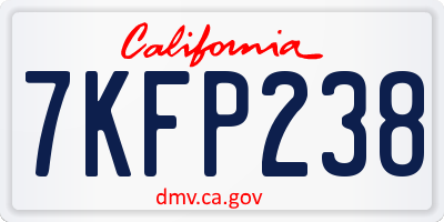 CA license plate 7KFP238