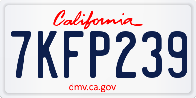 CA license plate 7KFP239