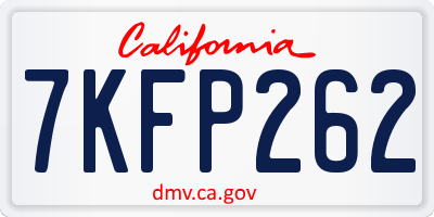 CA license plate 7KFP262