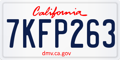 CA license plate 7KFP263