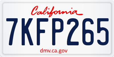 CA license plate 7KFP265