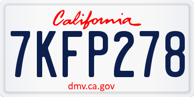 CA license plate 7KFP278