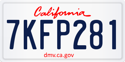 CA license plate 7KFP281