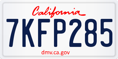 CA license plate 7KFP285