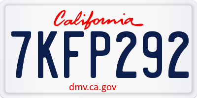 CA license plate 7KFP292