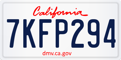 CA license plate 7KFP294