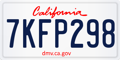 CA license plate 7KFP298