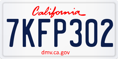 CA license plate 7KFP302