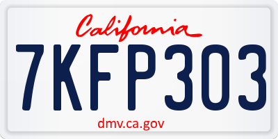 CA license plate 7KFP303