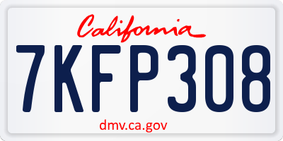 CA license plate 7KFP308