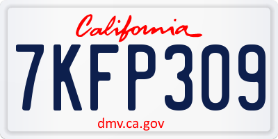 CA license plate 7KFP309