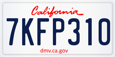 CA license plate 7KFP310