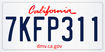 CA license plate 7KFP311