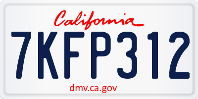 CA license plate 7KFP312