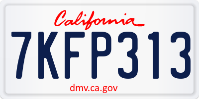 CA license plate 7KFP313
