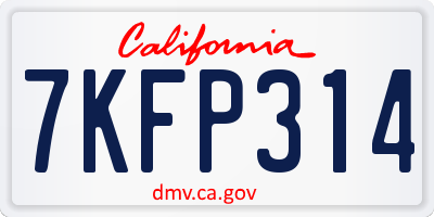 CA license plate 7KFP314