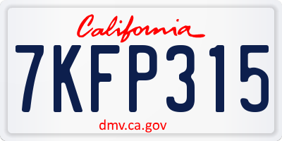 CA license plate 7KFP315