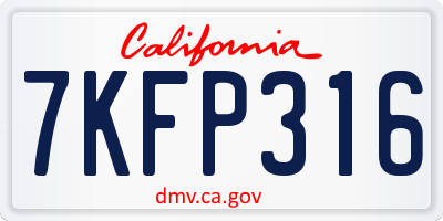 CA license plate 7KFP316
