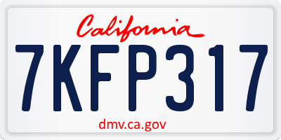 CA license plate 7KFP317
