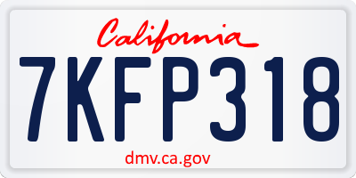 CA license plate 7KFP318