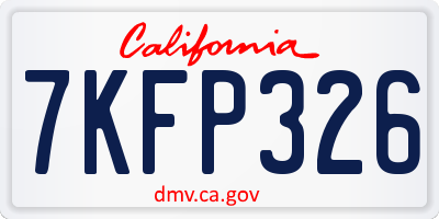 CA license plate 7KFP326